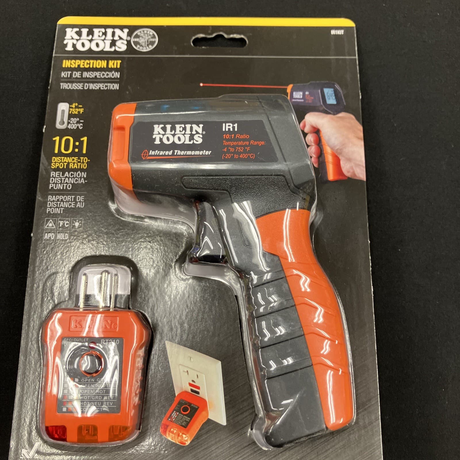 Klein Tools IR1KIT Infrared Thermometer 10:1 with GFCI Receptacle Tester NEW
