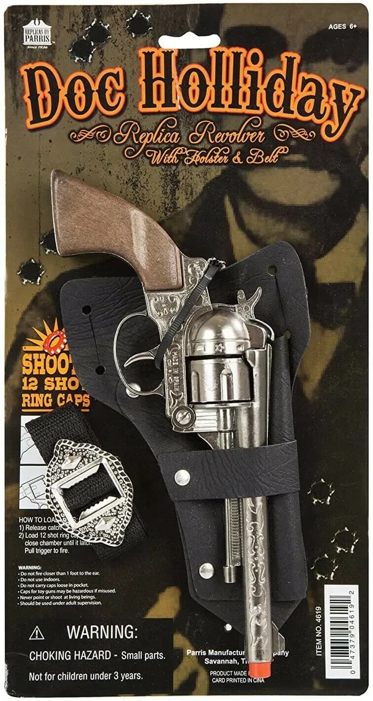 Doc Holliday Cap Gun Replica Diecast Western Pistol Revolver Cowboy Prop Toy Set