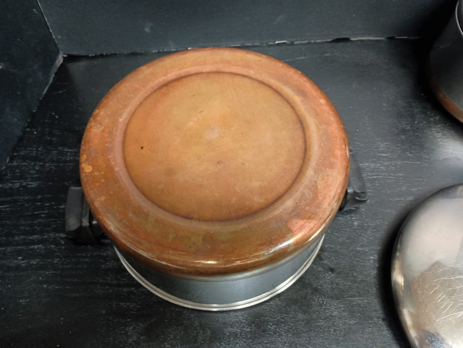 Vtg Set Of 3 Copper Bottom Revere Ware Pots W/ Lids 4.5, 2 & 1.5 QT Stock Sauce 5