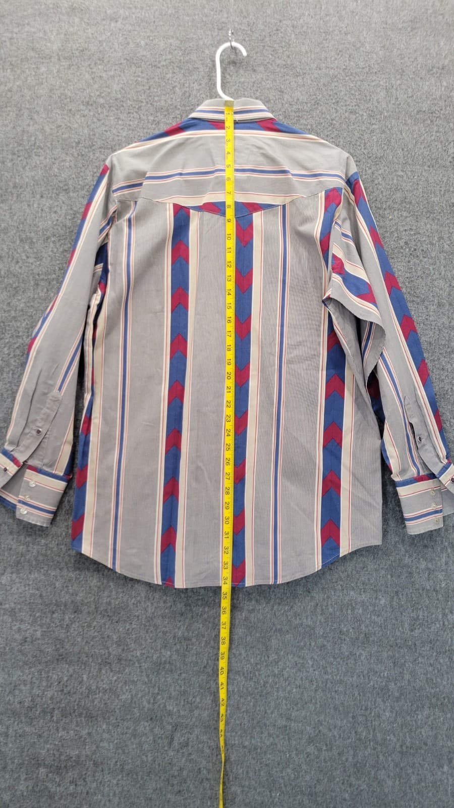 Roper Mens Large 16 1/2 x 35 Long Sleeve Pearl Snap Western Shirt Striped Blue 5