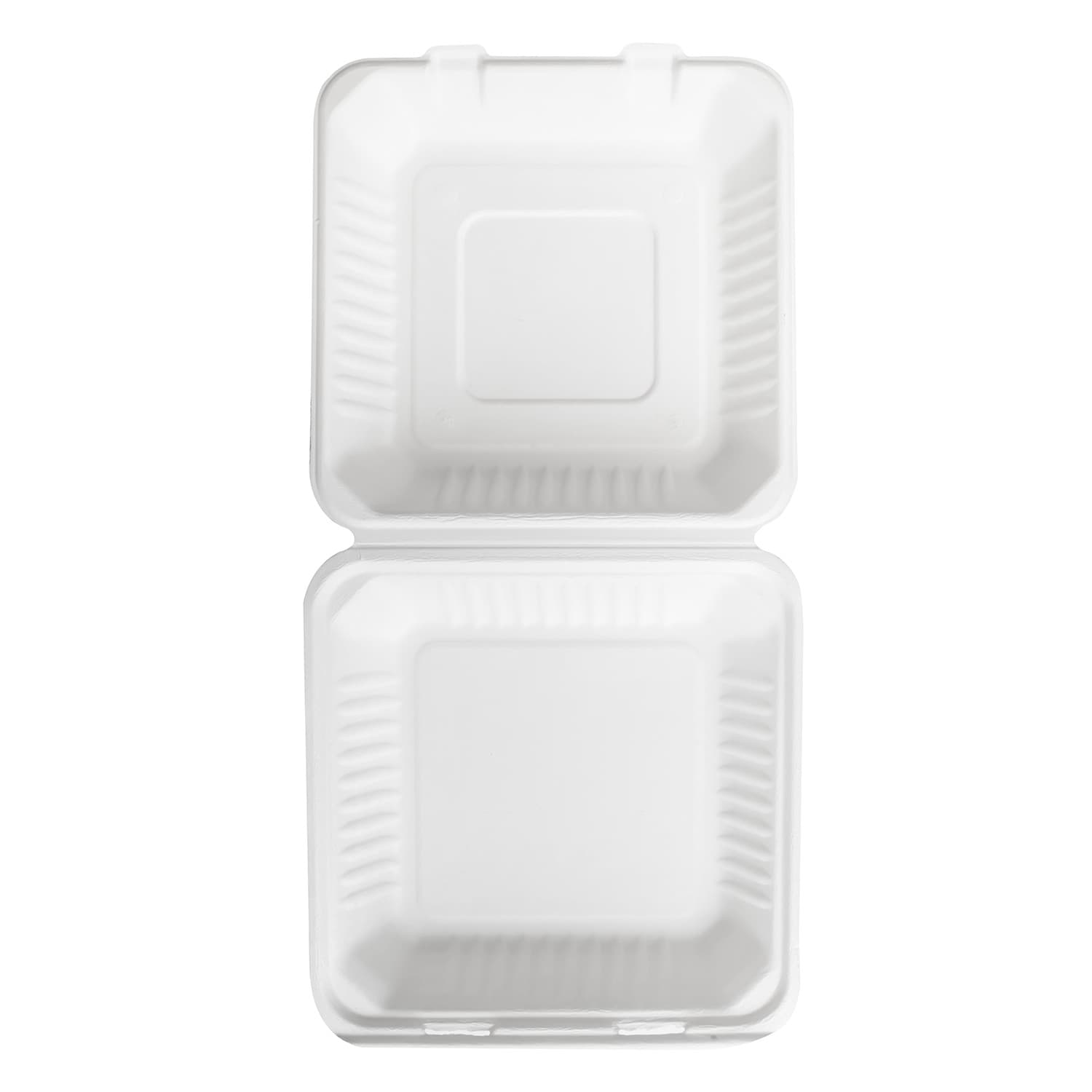 Karat Earth 9''x9'' PFAS Free Bagasse Hinged Containers - 200 ct, KE-BHC99-1CFF 6