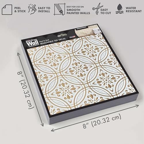  24-Pack of 8 x 8" Wallpaper Tiles Peel and Stick Metallic Gold Pastel Painted 3