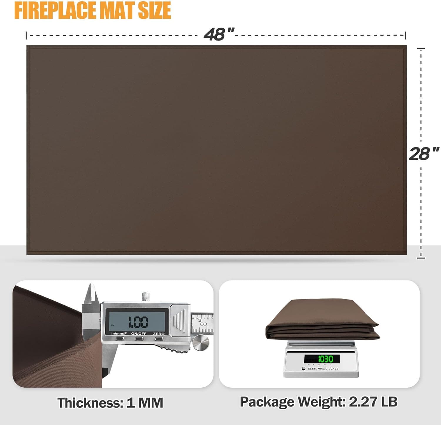 Hearth Rugs for Fireplaces Fire Resistant, 48 X 28 X 0.04 Inch Fireproof Firepla 2