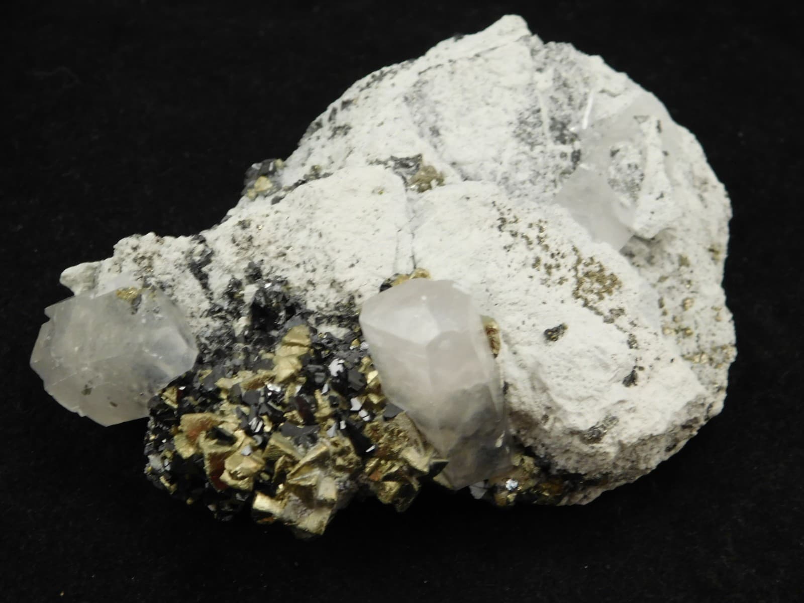 Pyrite and Sphalerite Crystal Cluster with FLUORESCENT Calcite Crystals 175gr 3