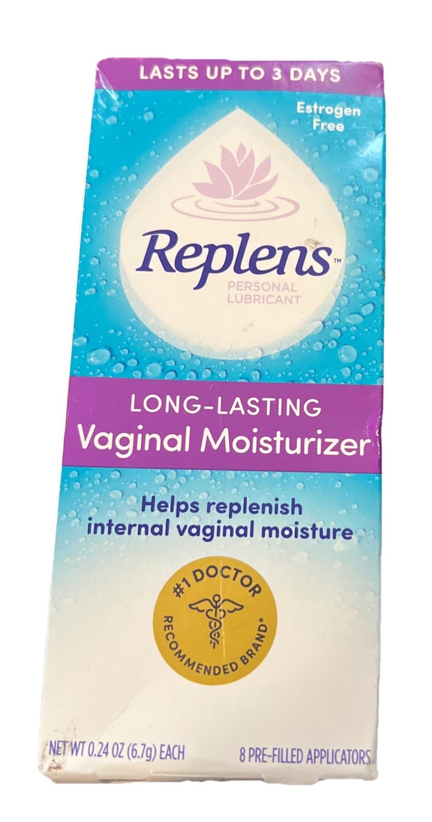 Replens Long-Lasting Vaginal Moisturizer, 8ct single-use applicator Exp 1/2027