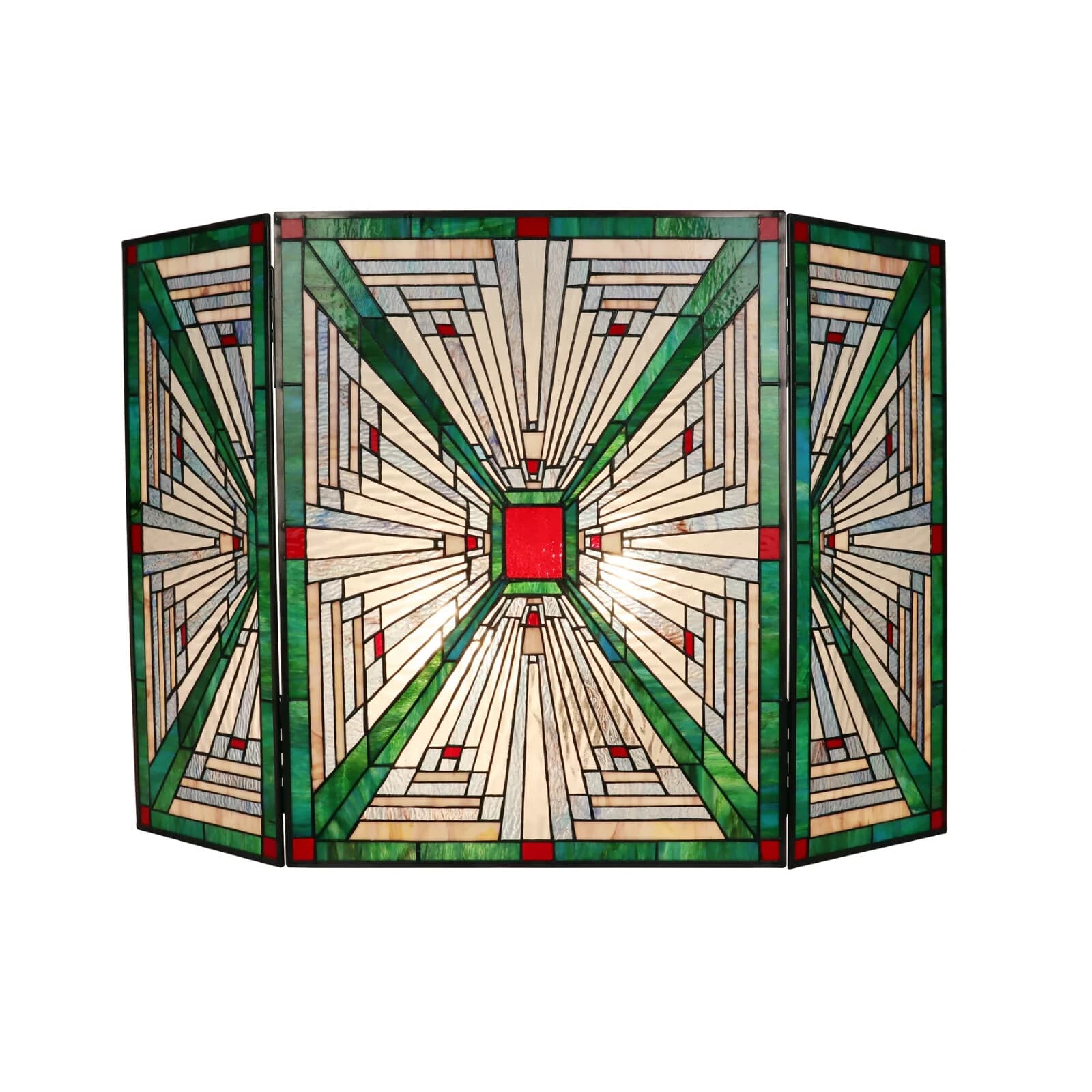 Fireplace Screen Tiffany Style Stained Glass Arts & Crafts Mission 44 W x 28 T