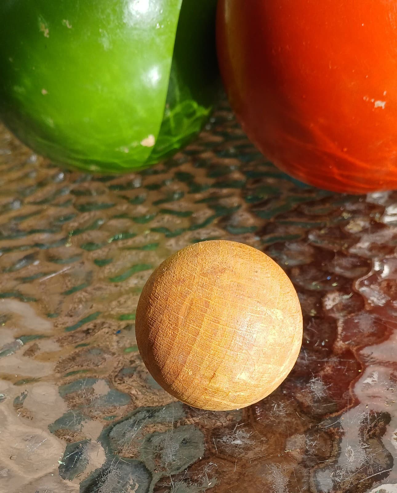 6 Bocce Ball Set with Bag Lawn Game for Backyard or Beach Wood Pallino Ball 2