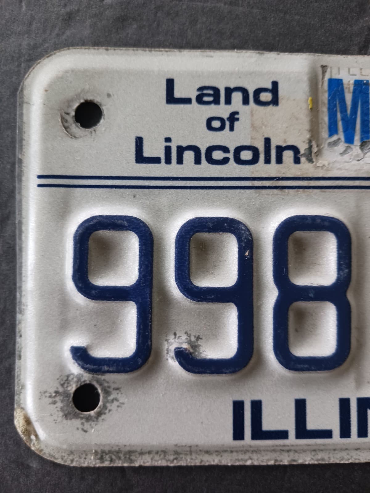 1996 Illinois License Plate Motorcycle 998 684 Land of Lincoln  3
