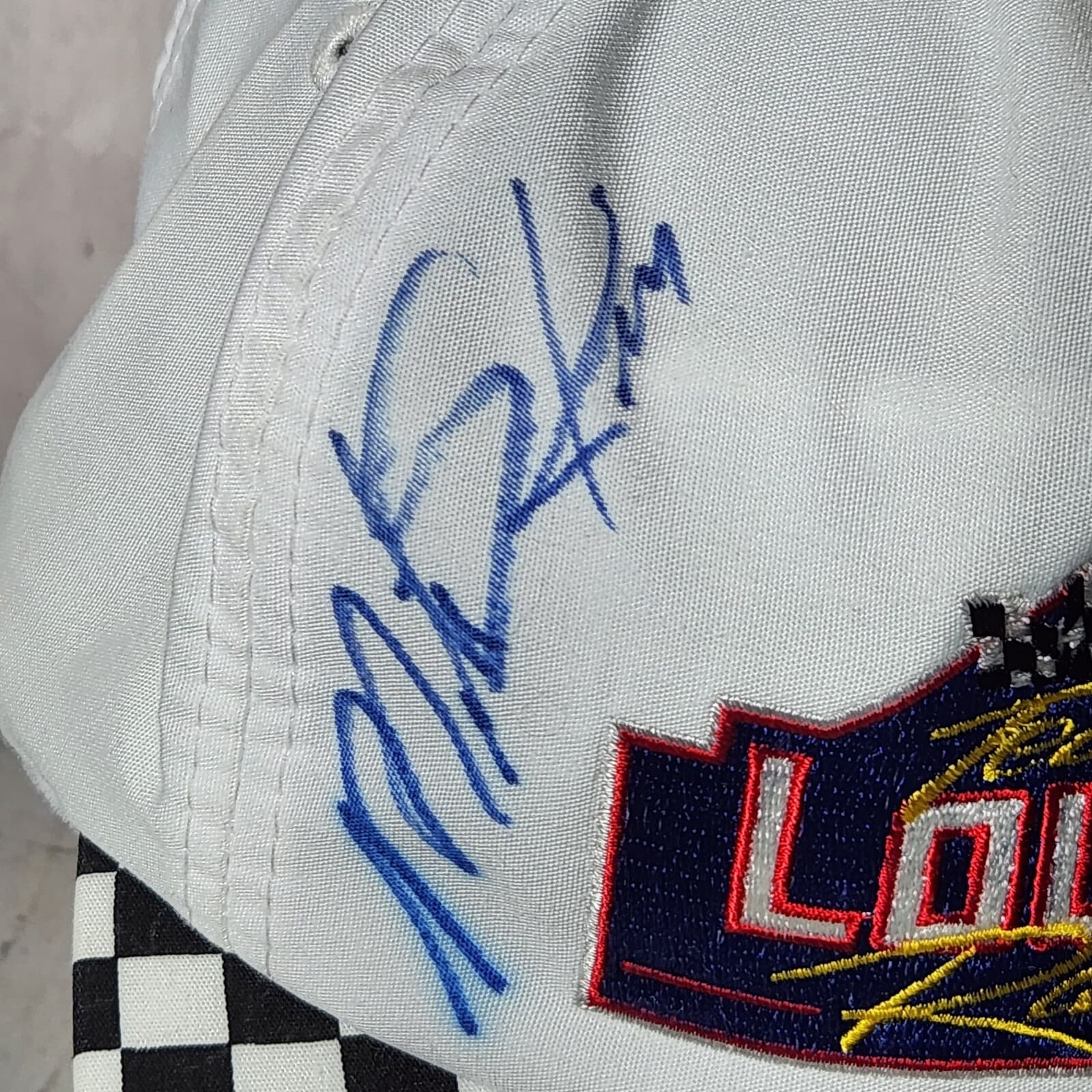 Vintage Team Lowe's Racing Snapback Hat Pink Panther NASCAR Mike Skinner Signed 2