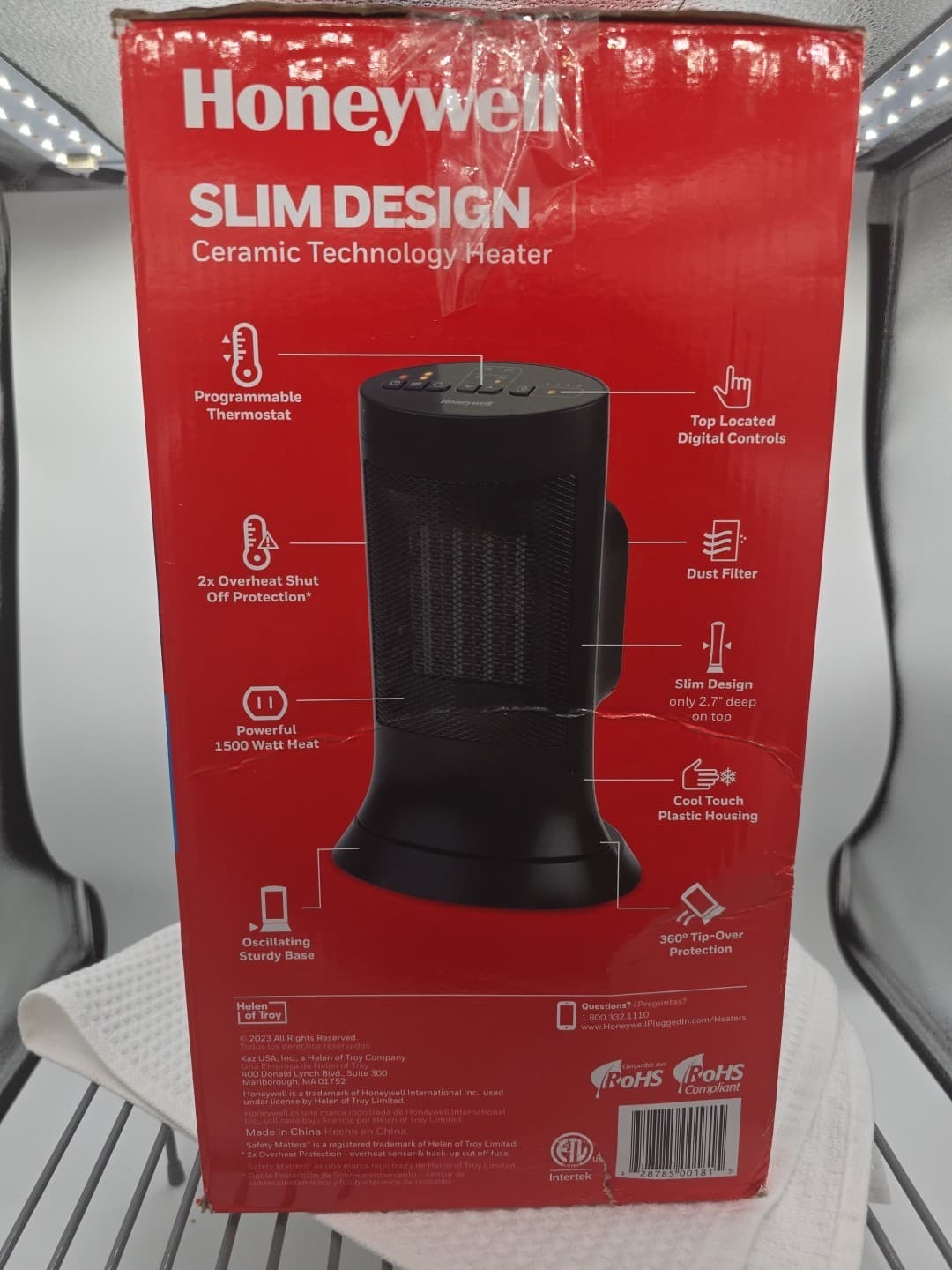 Honeywell Slim Design Compact Ceramic Oscillating Heater 2 Heat Settings-Tested 6