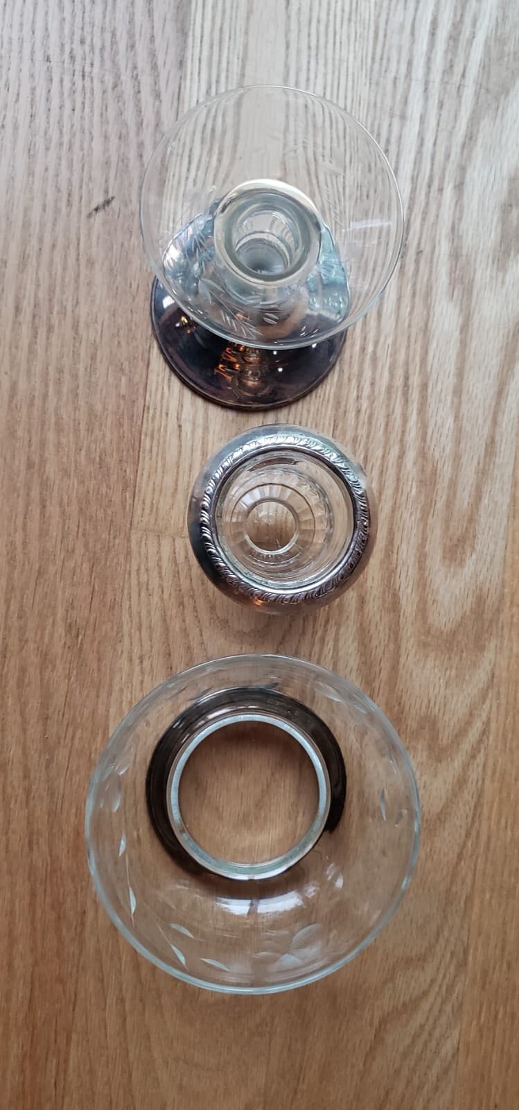 Lot Of 3 Sterling Silver & Crystal Candle Holder, Candy Dish, Toothpick Holder 3