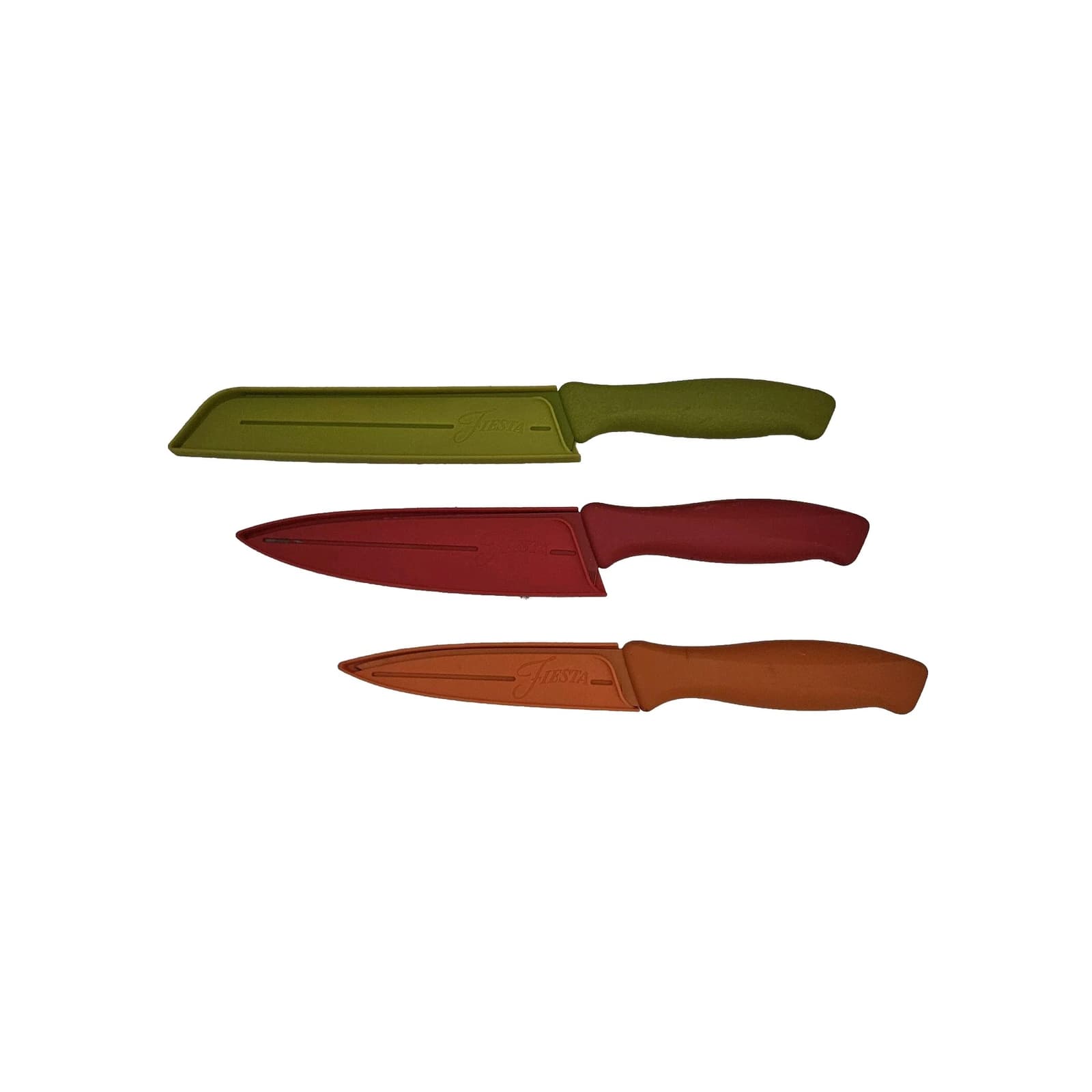 3 FIESTA Cutlery Knives Lemongrass Bread Tangerine Utility Red Chef Solid Color