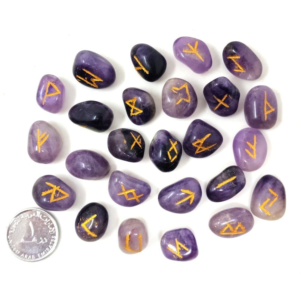 Amethyst Rune Stone Set | Hand-Carved Crystal Runes for Reiki, Spiritual Gift 3