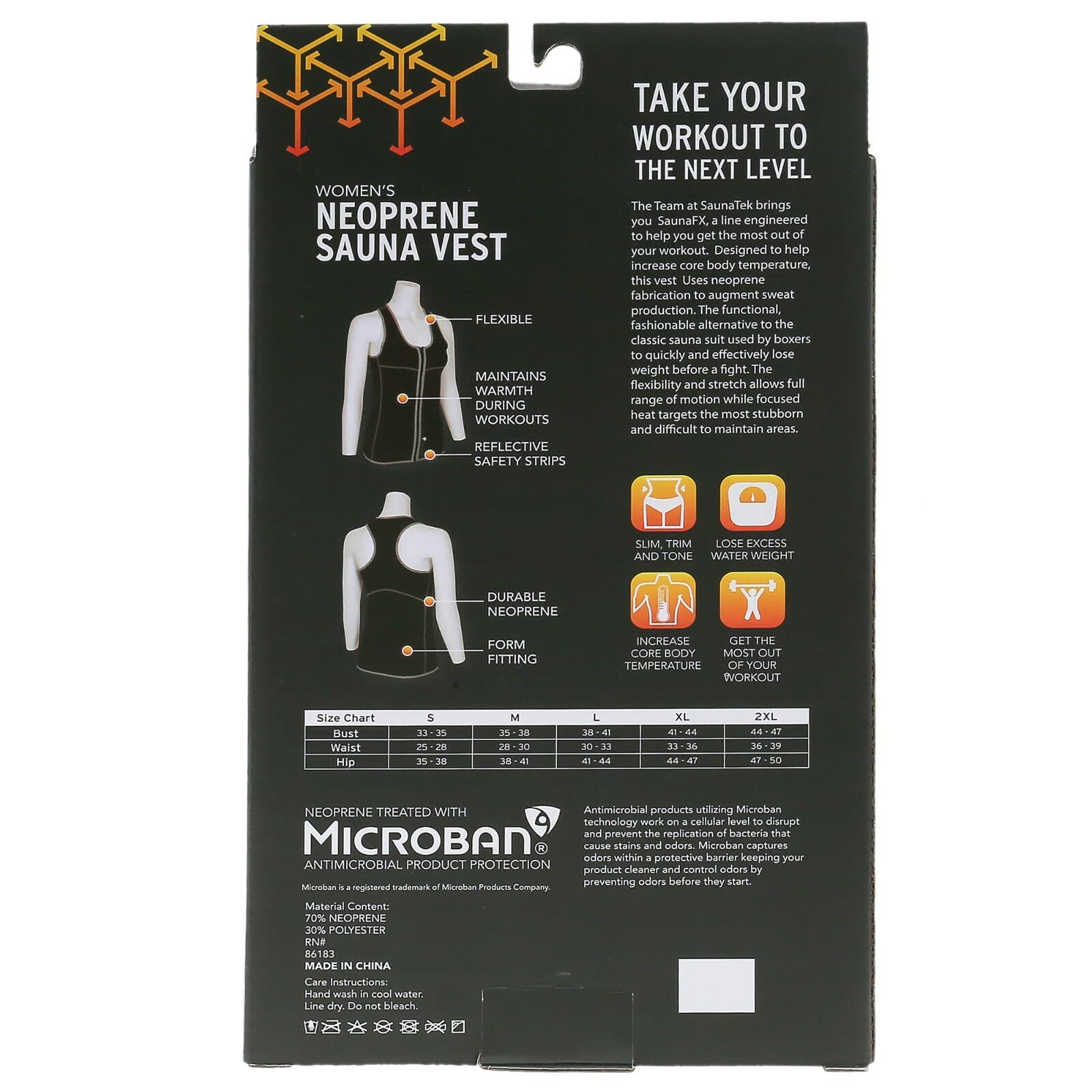 NEW SaunaFX Women's Neoprene SAUNA VEST Slimming Fitness Sweat Gym Body Shaper + 2