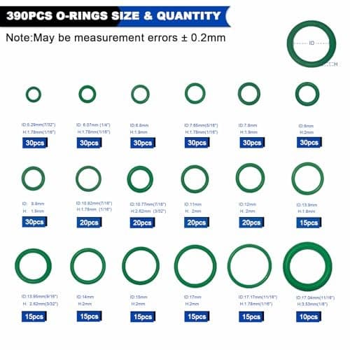390 PCS Air Conditioning Compressor O Rings and 120 PCS A/C 510 A/C O Rings 4