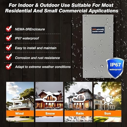 200 Amp Automatic Transfer Switch Replacement for Generac RXSW200A3,w/Power M... 3