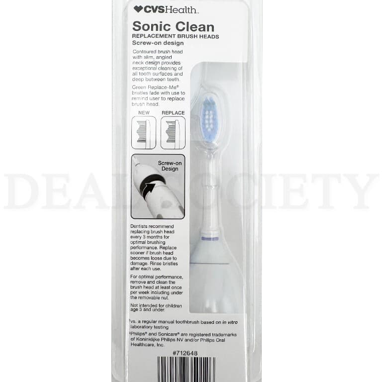 CVS Health Sonic Clean Replacement Brush Heads 2 Count Each Lot of 3 3