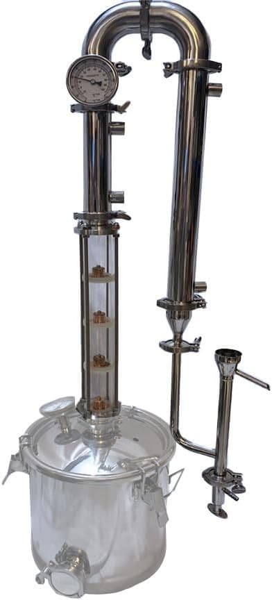 2" Tri Clamp, 4 Copper Plates, Glass Reflux Moonshine Still Column, Clamp to Keg