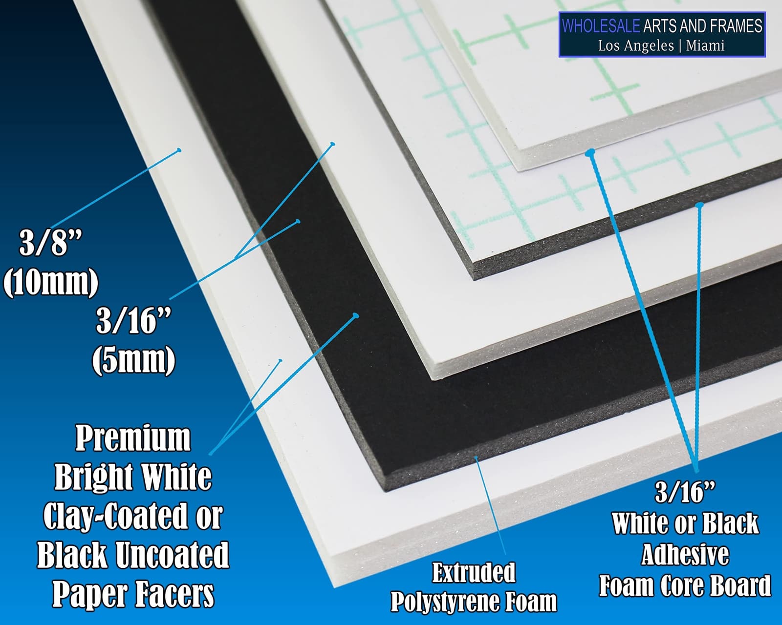 3/16" Black Foam Core Boards 11x14 16x20 20x30 24x36 30x40 32x40 Poster Backing 4