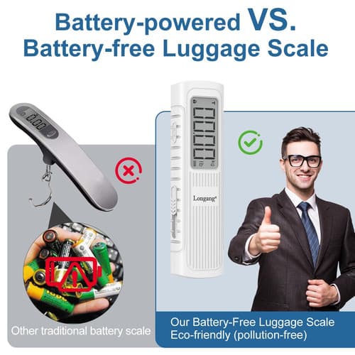 Battery-Free Handheld Luggage Scale, 110lbs/50kg Portable Digital White 2