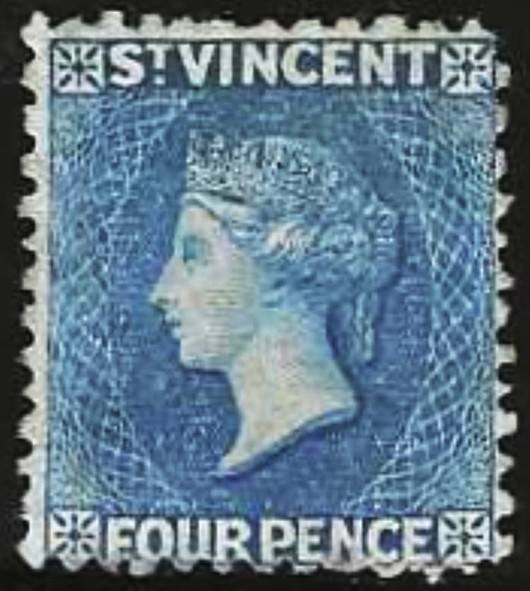 Saint Vincent (British) 1863 Scott's #6 "Queen Victoria" Mint/H, No Gum, Nice