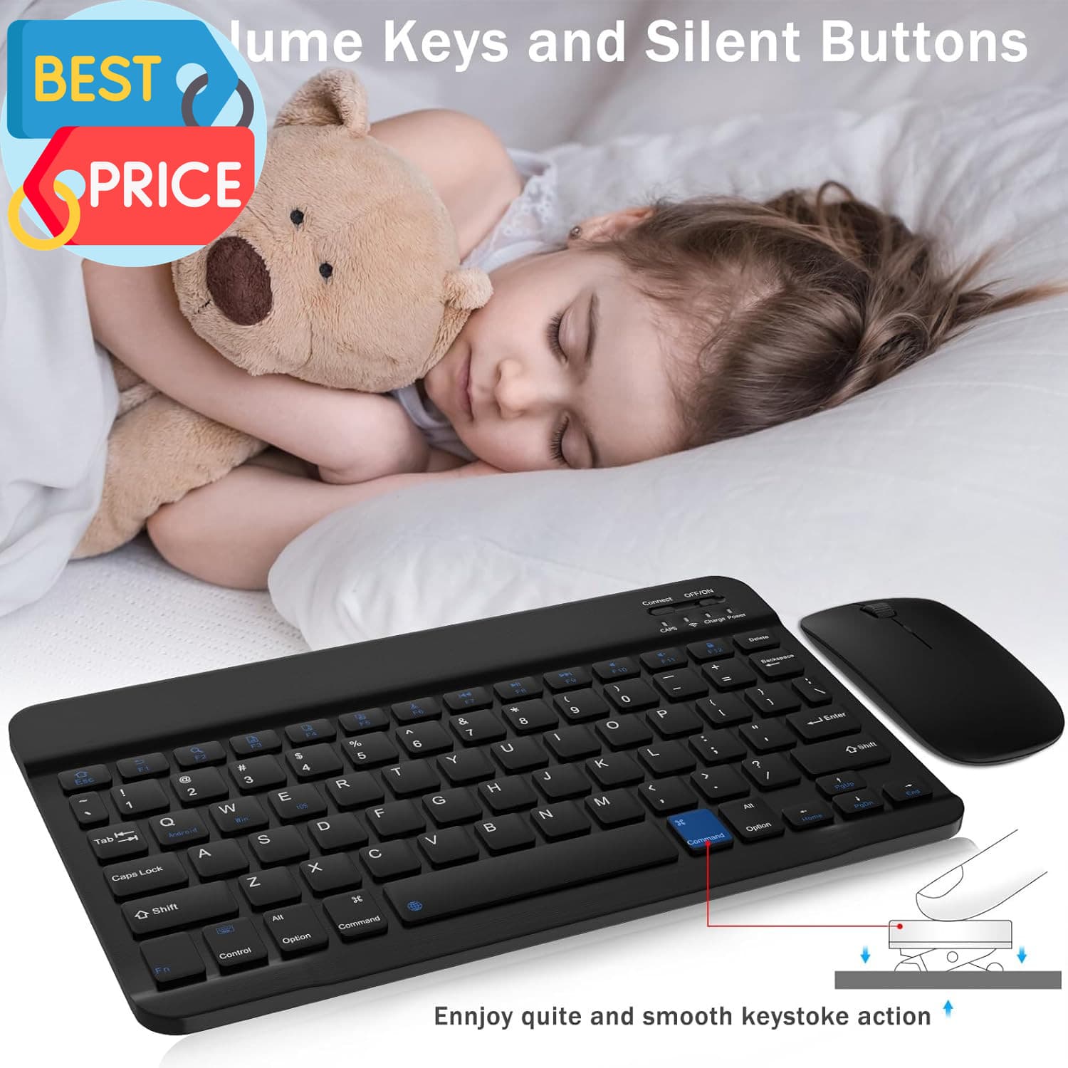 Rechargeable Bluetooth Keyboard and Mouse Combo Universal Ultra-Slim Wireless 6