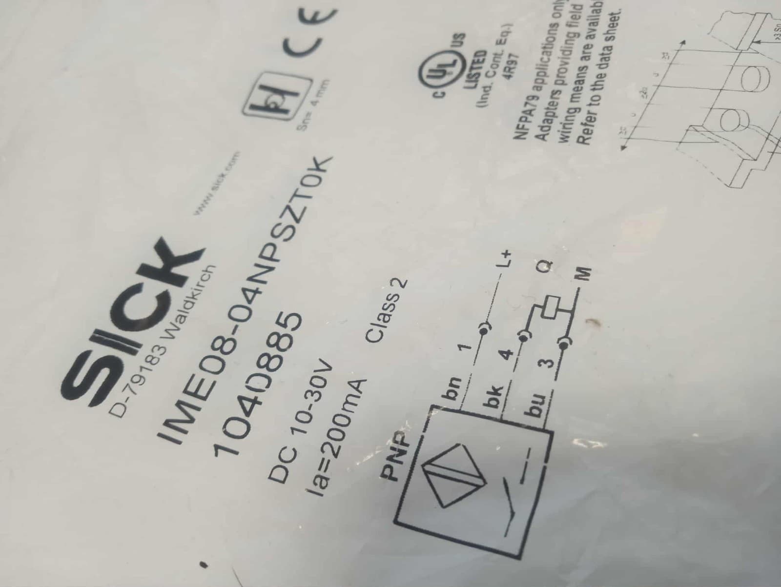 SICK 1040885 Inductive proximity sensors: IME,IME08-04NPSZT0K,Metric,Dia- Ø 8 m