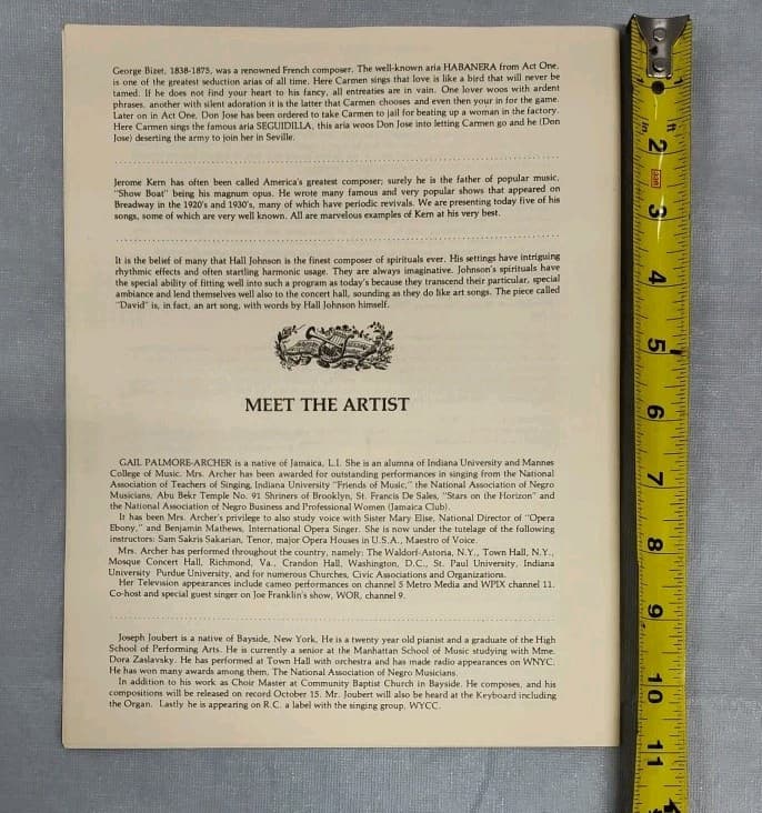 Gail Palmore-Archer Program 1978 Carnegie Hall Program NY Vtg Black Dispatch  2