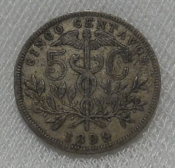 1899 BOLIVIA 5 CENTAVOS COIN  2