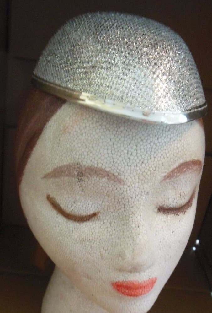 Lot of 6 Silver Lurex teardrop hats w/felt base Dance Theatrical Use Glamour hat 6