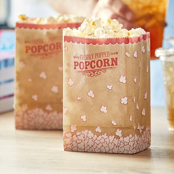 46 oz. Popcorn Bag - 1000/Case  Movie Theatre Concession 4 1/4" x 3" x 6 3/4" 2