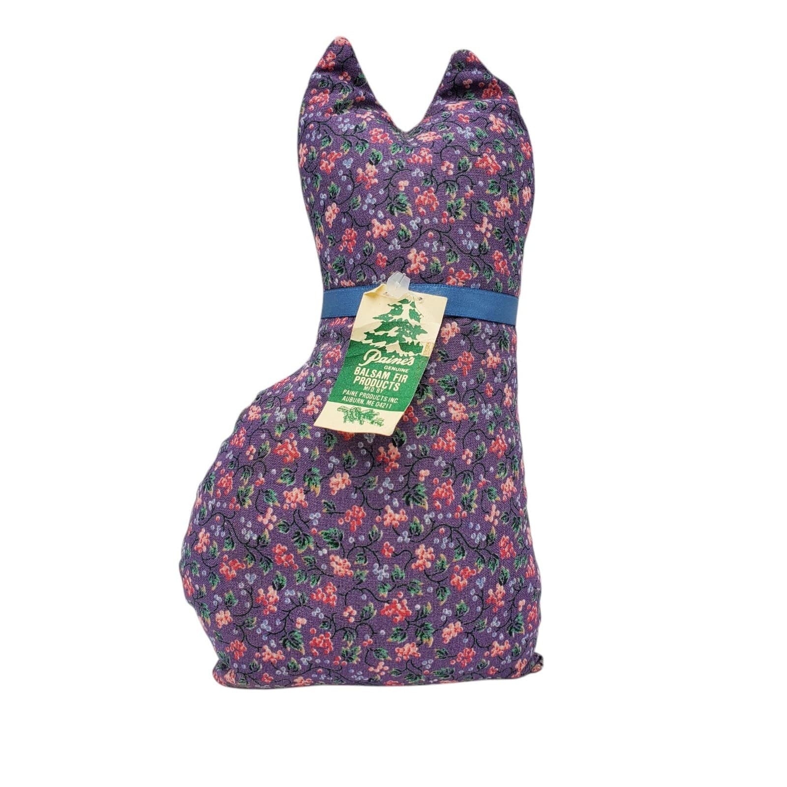 VTG Paine's Genuine Balsam Fir Products 8" Purple Floral Cloth Sachet Calico Cat 5