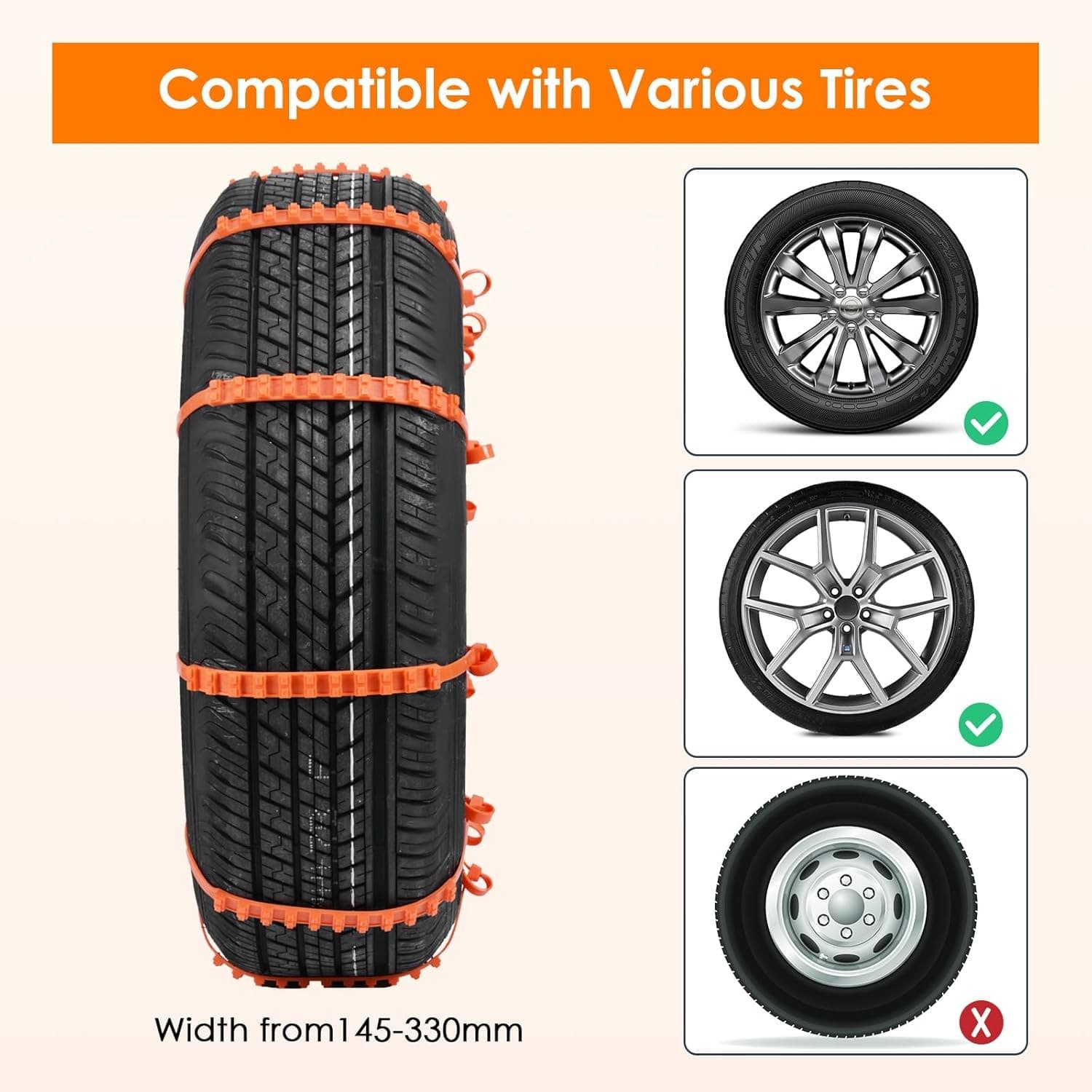 Snow Chains Tire Chains for Car, Trucks, SUV Universal Emergency Snow Tir 5