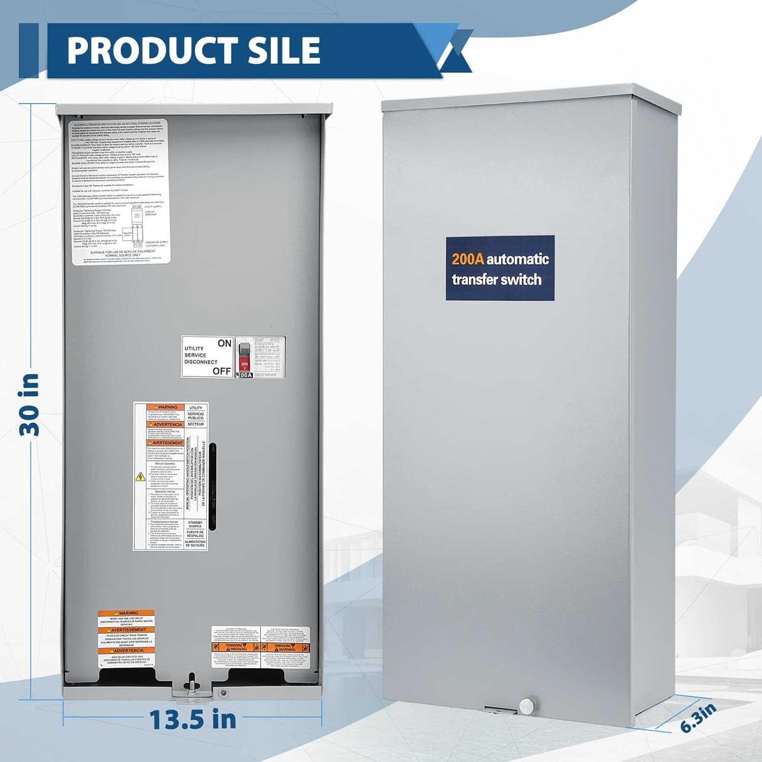 200 Amp Automatic Transfer Switch 120/240V NEMA 3R Aluminum Enclosure 4