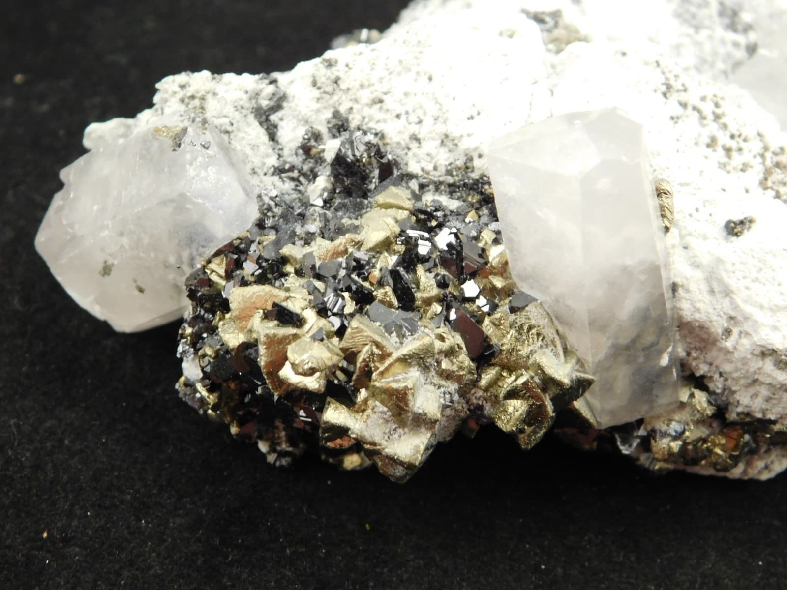 Pyrite and Sphalerite Crystal Cluster with FLUORESCENT Calcite Crystals 175gr 5