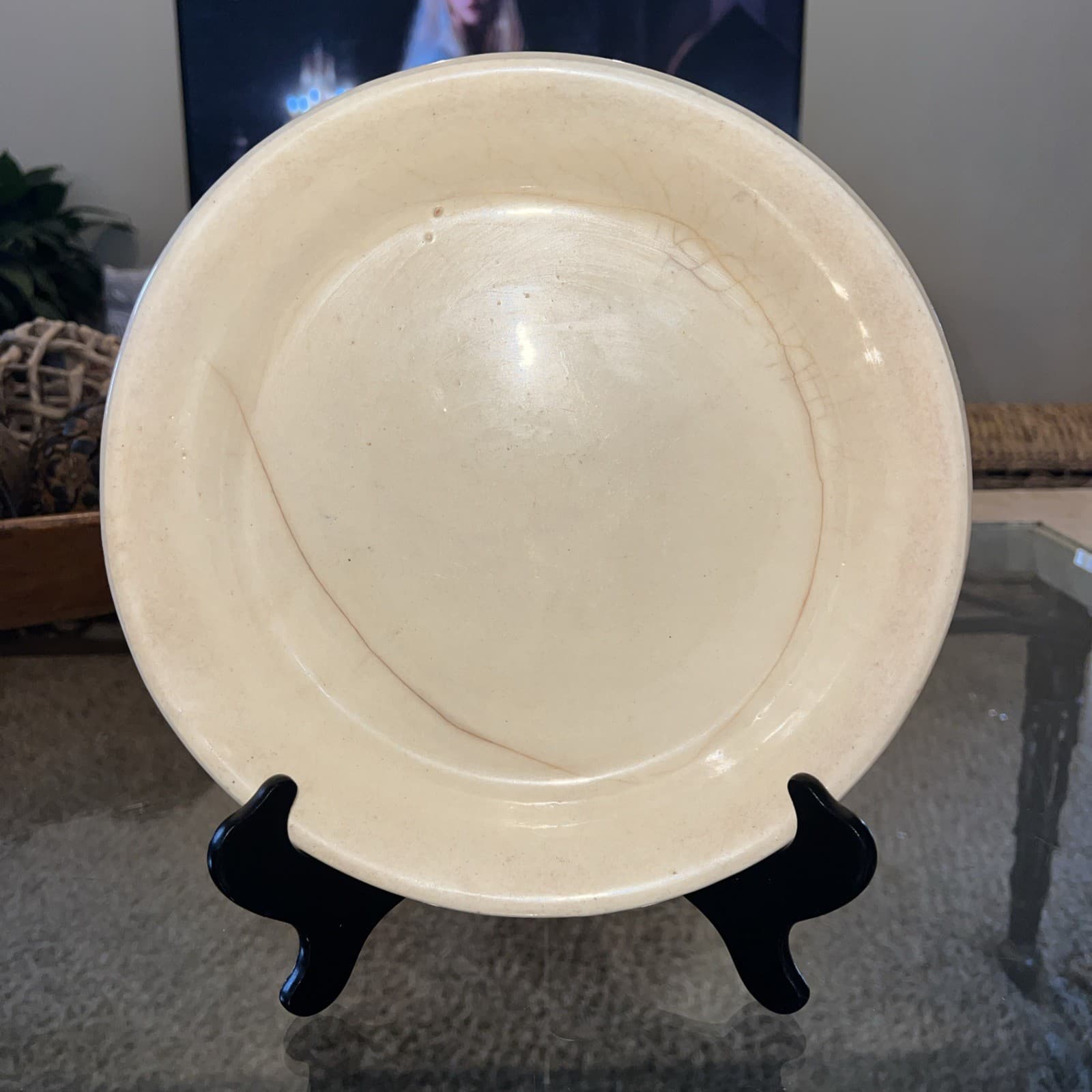 Vintage McCoy Pink blue Stripe HTF Pie Plate Baker Dish 7127 READ 10” Rare 2