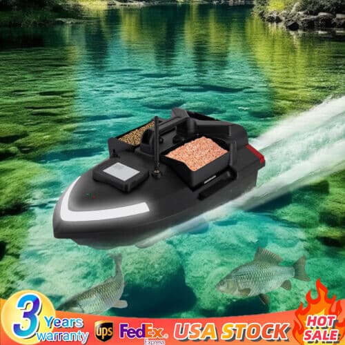 12000mAh GPS Fishing Bait Boat Fish Bait Boat Remote Control For Fishing Black