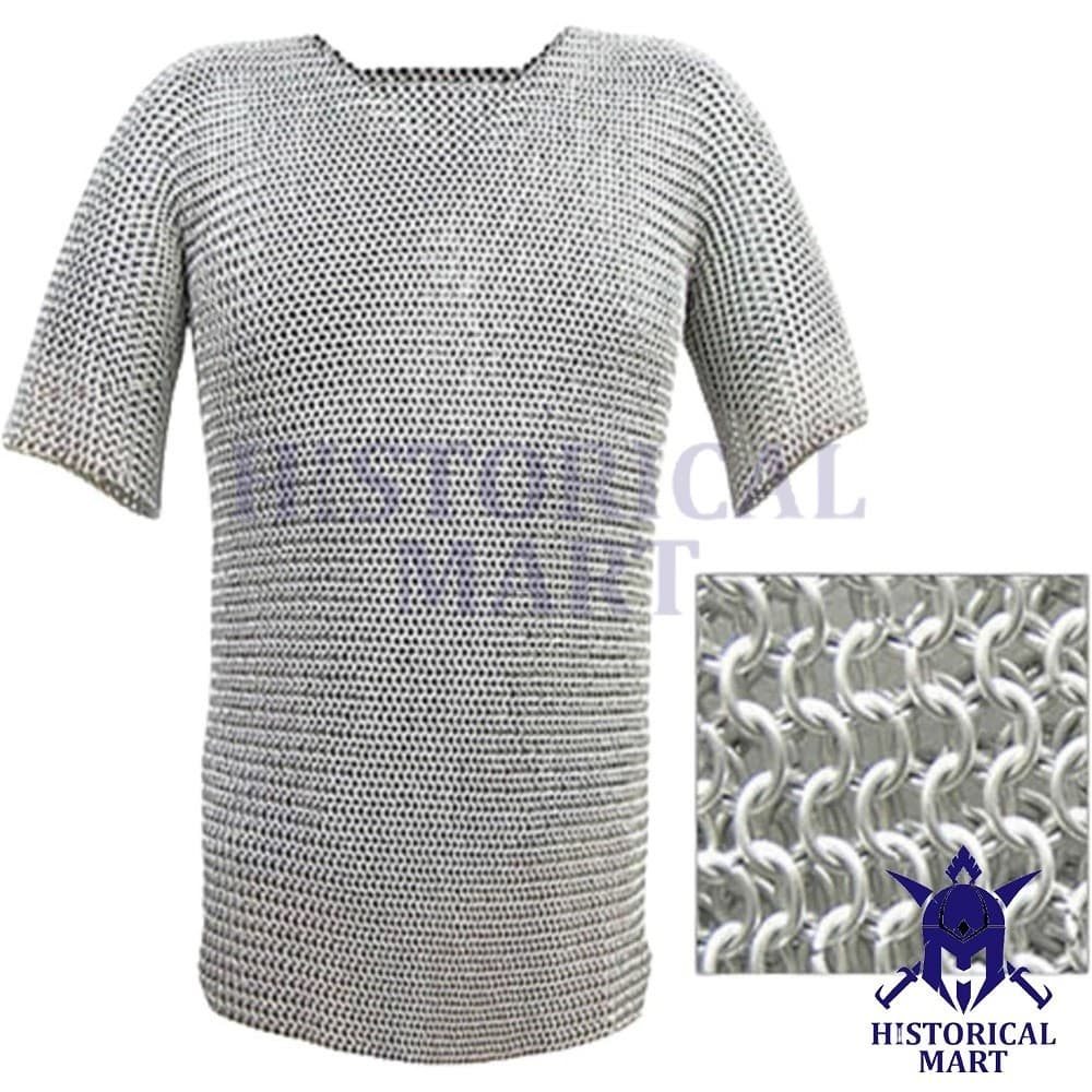 Viking Chainmail Hauberk 10mm Aluminum Rings Half Sleeve Medieval Armor Shirt