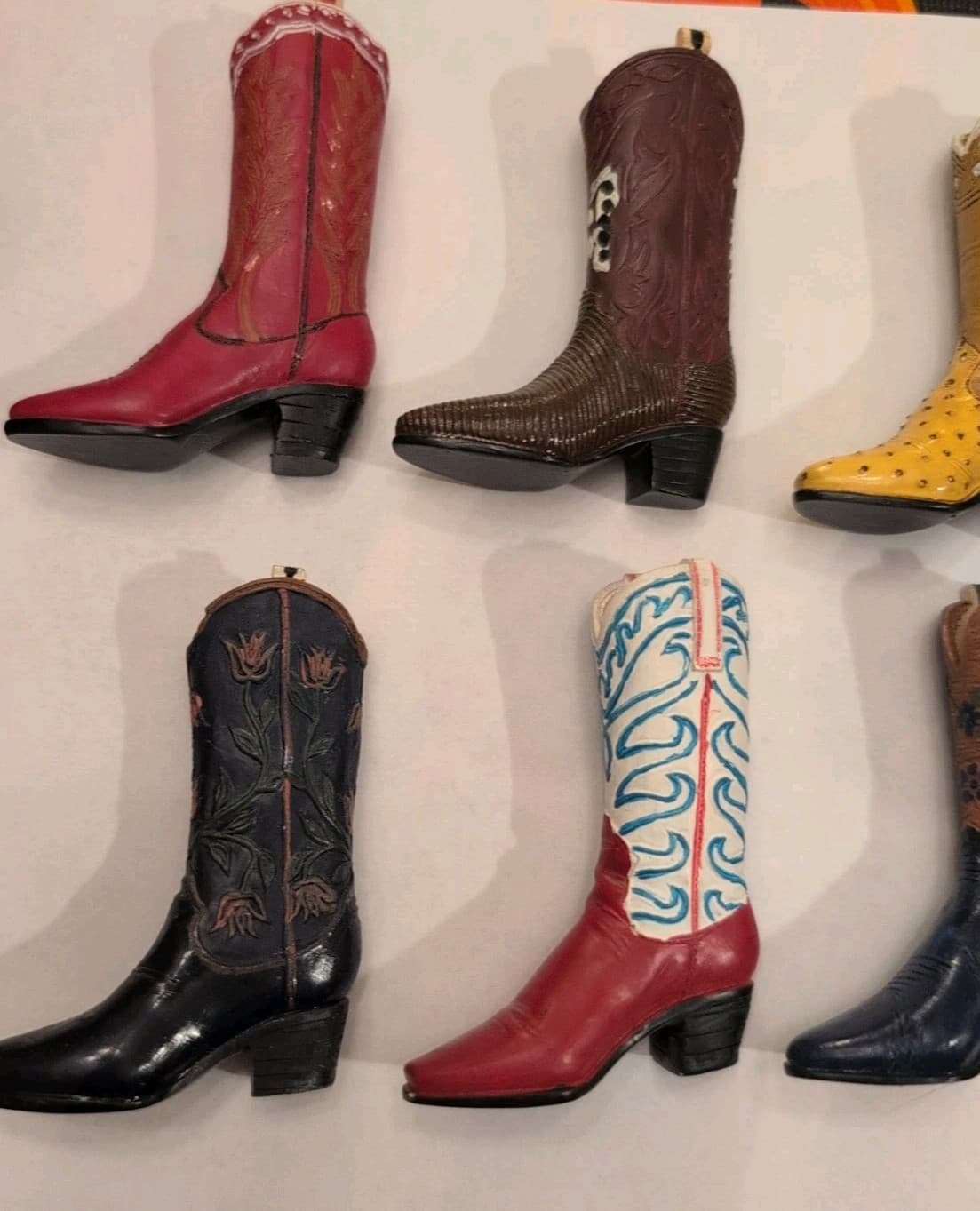 Lot of 9 Miniature Cowboy Cowgirl Boots Resin Figurine Collectible Western 5
