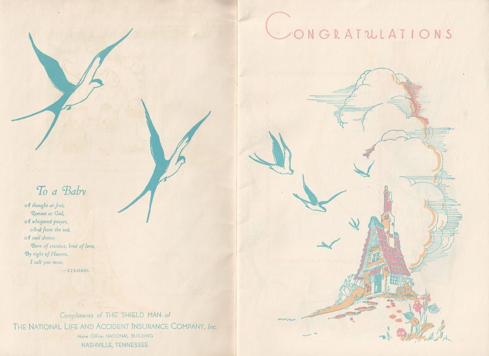 vintage Budding Life Baby album memory book Natl Life and Accident Insurance 2