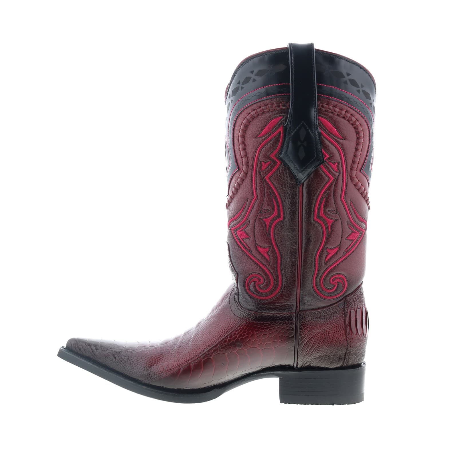 Los Altos 3X Toe Ostrich Leg Mens Burgundy Wide Cowboy Western Boots 5