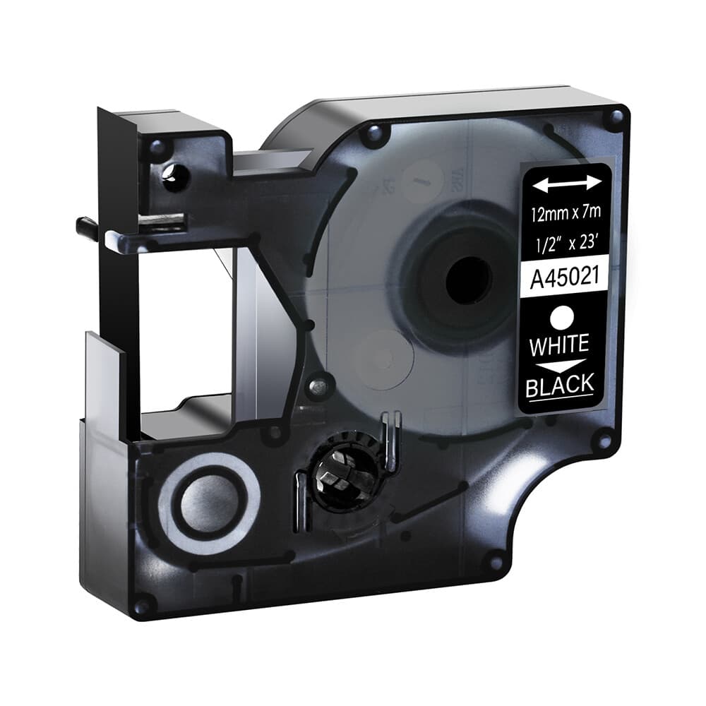 5 Pack 45021 White on Black Label Tape For DYMO D1 LabelManager 1/2" x 23‘ 12mm 2