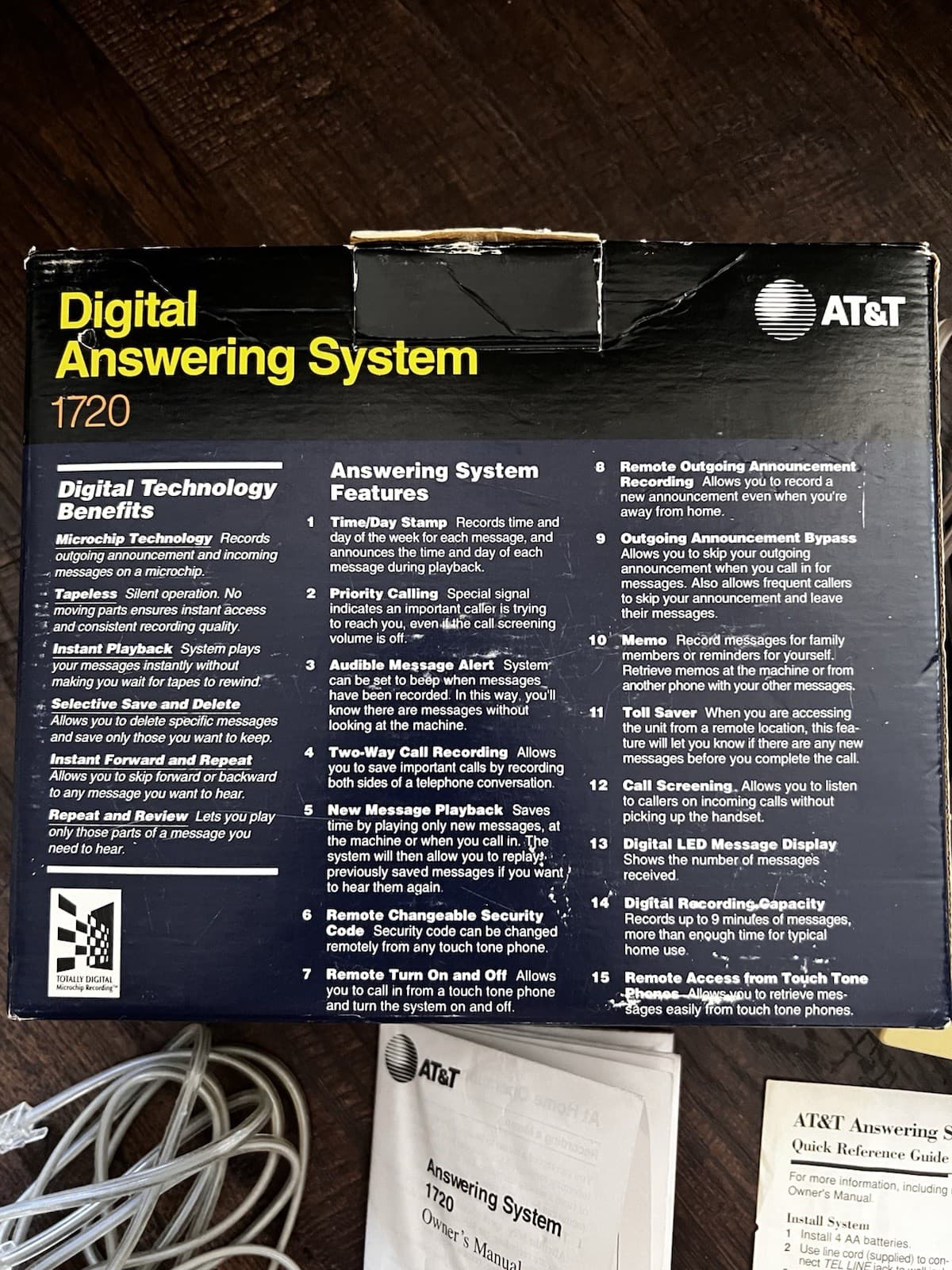 Genuine AT&T 1720 Tapeless Digital Answering System Box Included VTG  1993 3