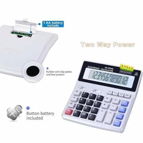 Desk Calculator Large 12 Digit Display, Dual Power Basic Calculator Desktop,  3