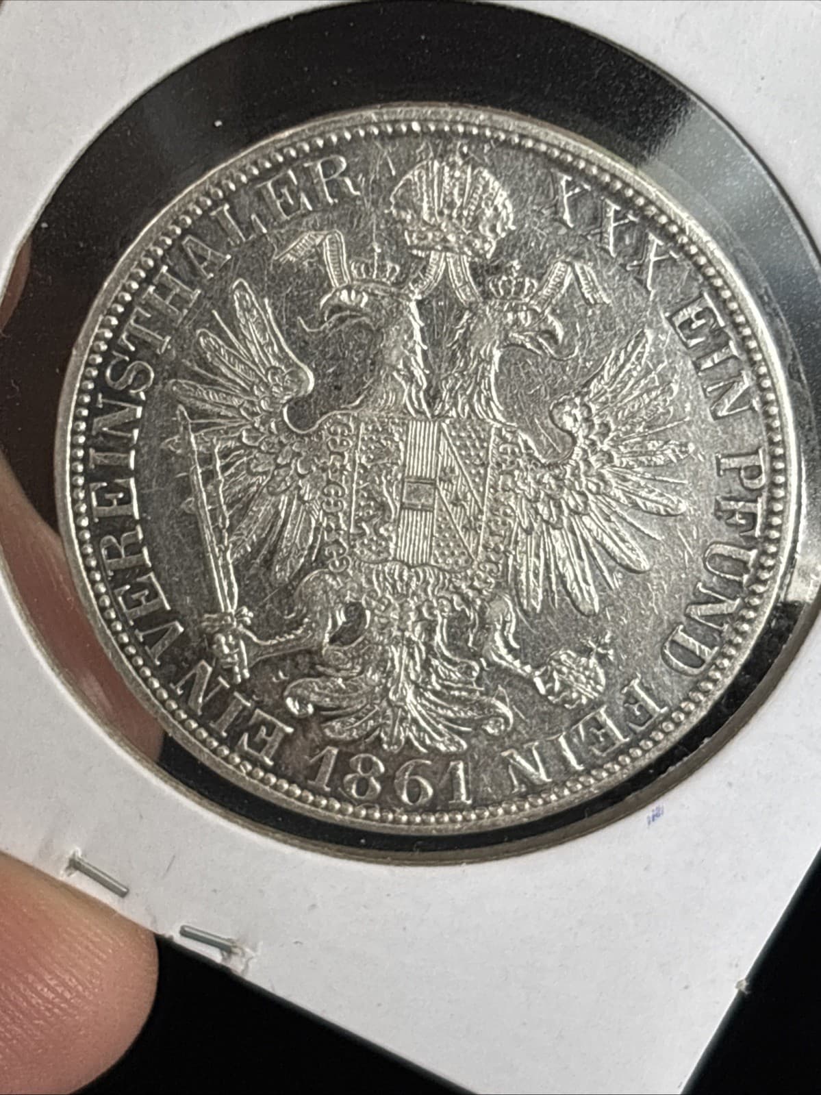 1861-A Austria Thaler - 1 Vereinsthaler - Francis Joseph I - World Silver 6