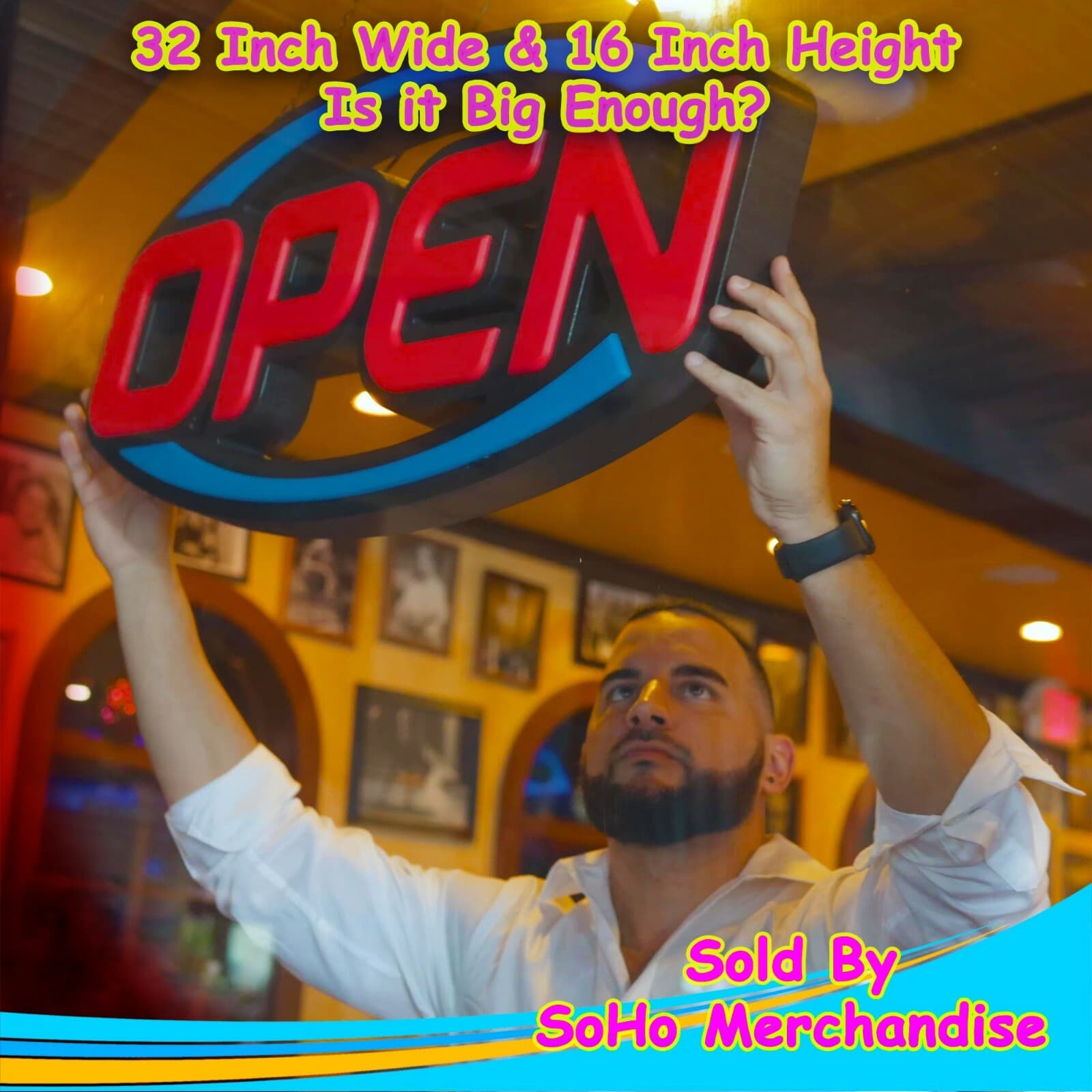 Large LED Neon Open Sign 32" Light Bright for Restaurant Bar Store Shop Market 4