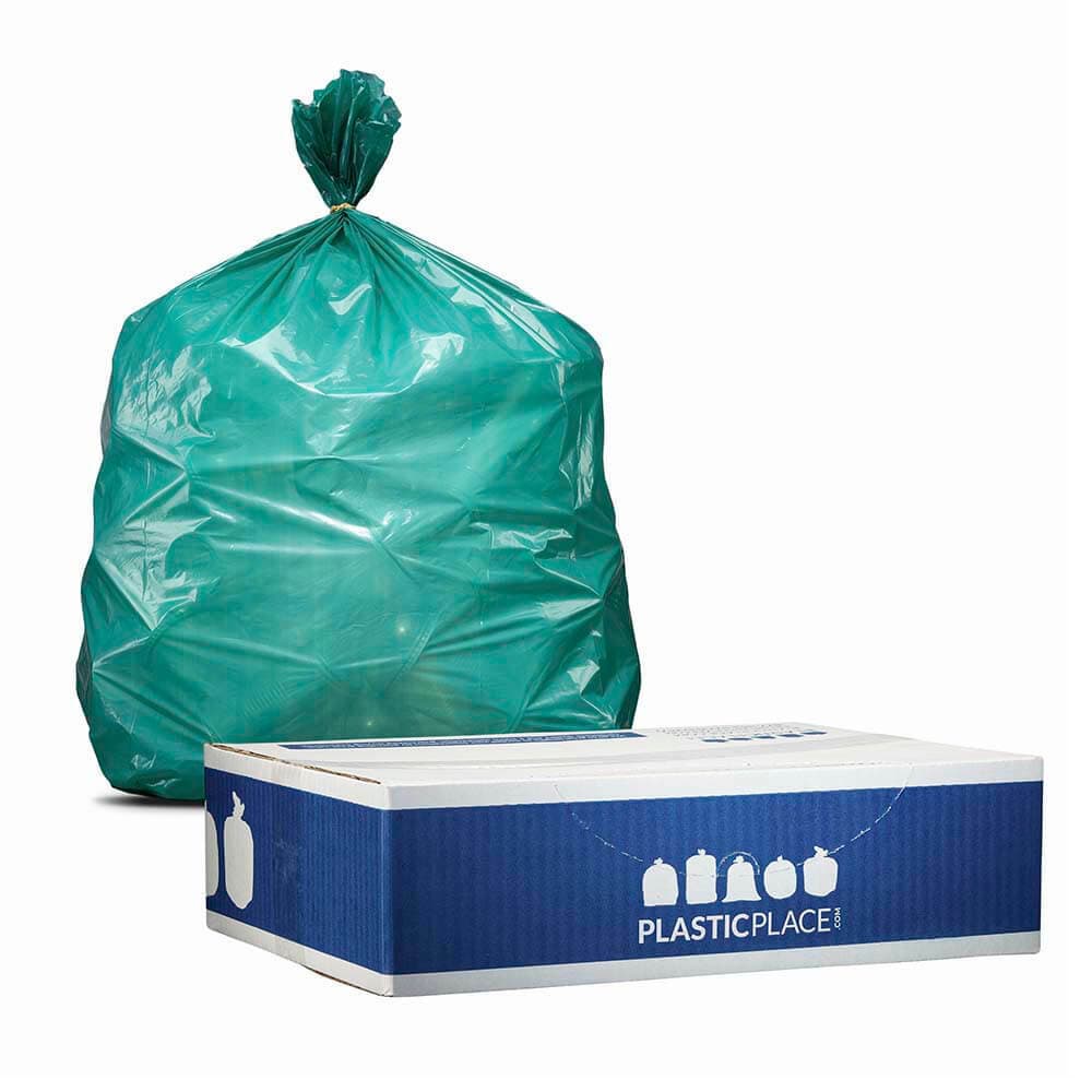 Plasticplace 32-33 Gallon Trash Bags - Green, case of 100 bags 2