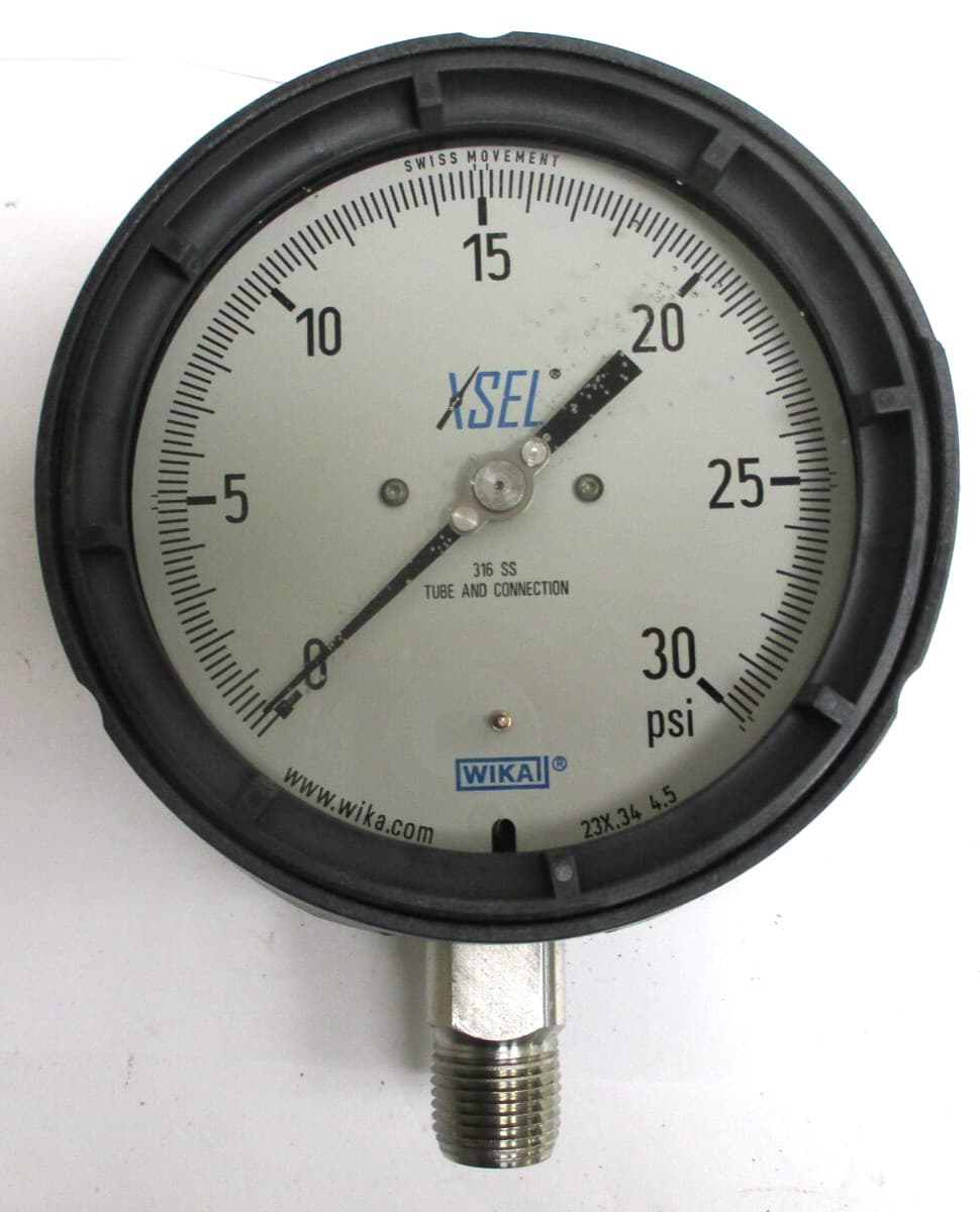 WIKA - XSEL , 9833999, 233.34 4.5,30-PSI,1/2" SST MNPT LM, GAUGE , SURPLUS 2