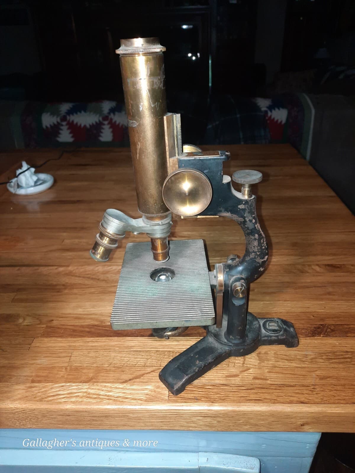 Rare Antique BAUSCH & LOMB Brass Iron Physician's Microscope Patented 1876 2