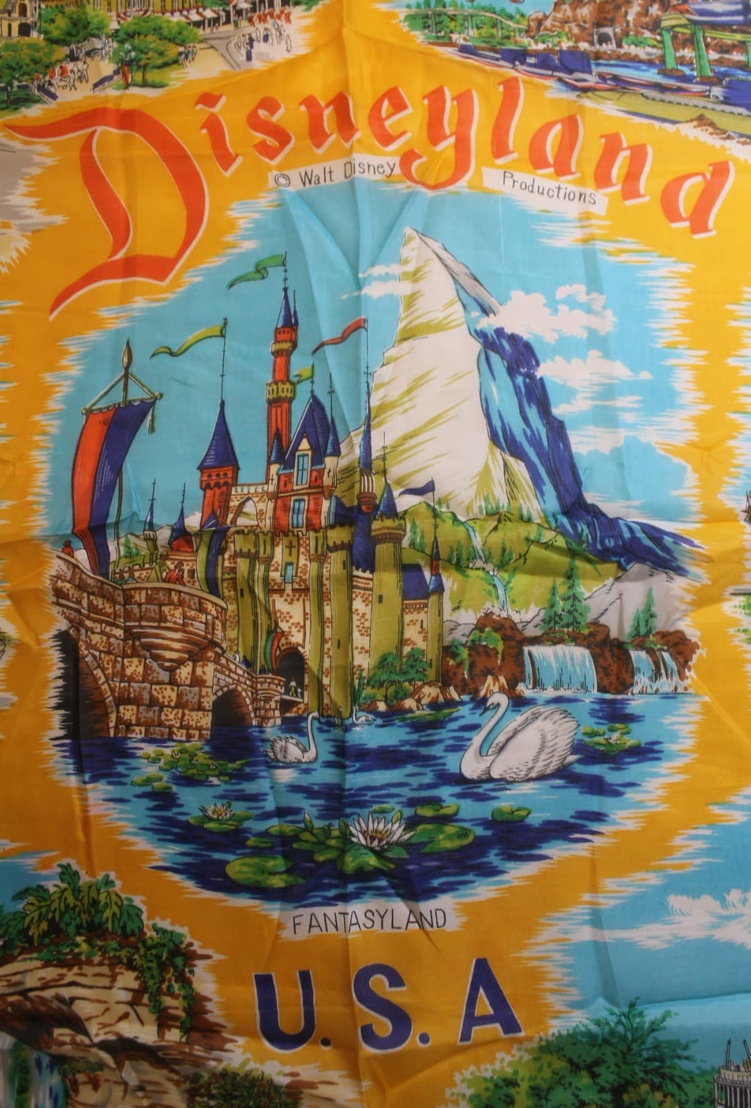 Vintage Disneyland Rayon/Silk Scarf Rare 1961 Walt Disney Productions Tinkerbell 2